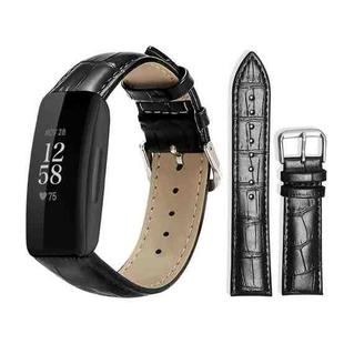 For Fitbit Inspire 2 / Ace 3 14mm xDfind Bamboo Texture Pin Buckle Leather Watch Band(Black)