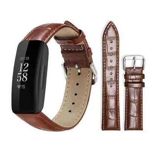 For Fitbit Inspire 2 / Ace 3 14mm xDfind Bamboo Texture Pin Buckle Leather Watch Band(Dark Brown)