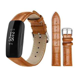 For Fitbit Inspire 2 / Ace 3 14mm xDfind Bamboo Texture Pin Buckle Leather Watch Band(Light Brown)