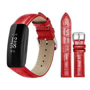For Fitbit Inspire 2 / Ace 3 14mm xDfind Bamboo Texture Pin Buckle Leather Watch Band(Red)