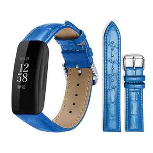 For Fitbit Inspire 2 / Ace 3 14mm xDfind Bamboo Texture Pin Buckle Leather Watch Band(Blue)