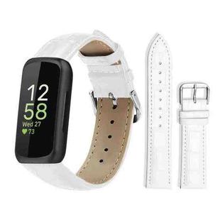 For Fitbit Inspire 3 12mm xDfind Bamboo Texture Pin Buckle Leather Watch Band(White)