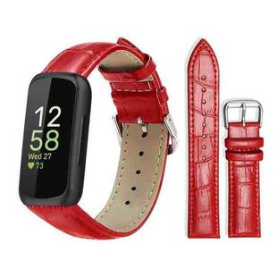 For Fitbit Inspire 3 12mm xDfind Bamboo Texture Pin Buckle Leather Watch Band(Red)