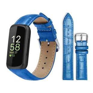 For Fitbit Inspire 3 12mm xDfind Bamboo Texture Pin Buckle Leather Watch Band(Blue)