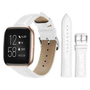 For Fitbit Versa 2/Versa/Versa Lite/Blaze 20mm xDfind Bamboo Texture Pin Buckle Leather Watch Band(White)