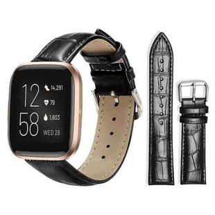 For Fitbit Versa 2/Versa/Versa Lite/Blaze 20mm xDfind Bamboo Texture Pin Buckle Leather Watch Band(Black)