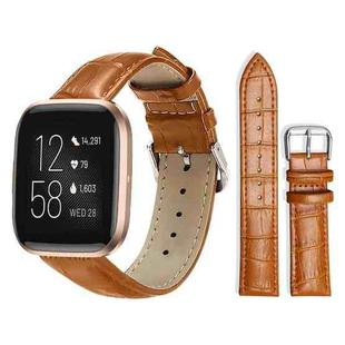 For Fitbit Versa 2/Versa/Versa Lite/Blaze 20mm xDfind Bamboo Texture Pin Buckle Leather Watch Band(Light Brown)
