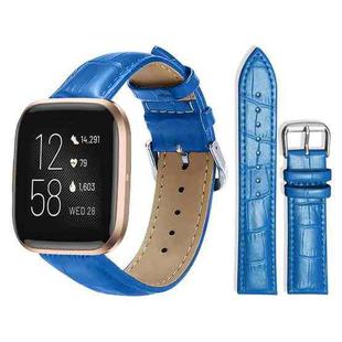 For Fitbit Versa 2/Versa/Versa Lite/Blaze 20mm xDfind Bamboo Texture Pin Buckle Leather Watch Band(Blue)