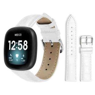 For Fitbit Versa 4 / 3 / Sense2 / 1 20mm xDfind Bamboo Texture Pin Buckle Leather Watch Band(White)