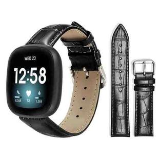 For Fitbit Versa 4 / 3 / Sense2 / 1 20mm xDfind Bamboo Texture Pin Buckle Leather Watch Band(Black)