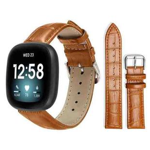 For Fitbit Versa 4 / 3 / Sense2 / 1 20mm xDfind Bamboo Texture Pin Buckle Leather Watch Band(Light Brown)