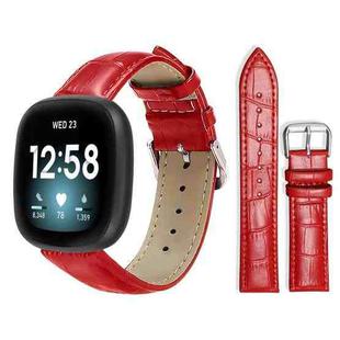 For Fitbit Versa 4 / 3 / Sense2 / 1 20mm xDfind Bamboo Texture Pin Buckle Leather Watch Band(Red)