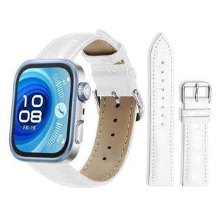 For Huawei Watch Fit 4 Pro / Fit 4 / Fit 3 20mm xDfind Bamboo Texture Pin Buckle Leather Watch Band(White)