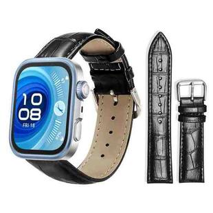 For Huawei Watch Fit 4 Pro / Fit 4 / Fit 3 20mm xDfind Bamboo Texture Pin Buckle Leather Watch Band(Black)