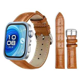 For Huawei Watch Fit 4 Pro / Fit 4 / Fit 3 20mm xDfind Bamboo Texture Pin Buckle Leather Watch Band(Light Brown)