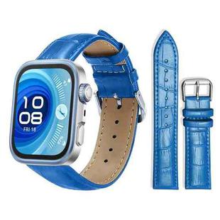 For Huawei Watch Fit 4 Pro / Fit 4 / Fit 3 20mm xDfind Bamboo Texture Pin Buckle Leather Watch Band(Blue)