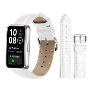 For Huawei Band 10 / 9 / 8 14mm xDfind Bamboo Texture Pin Buckle Leather Watch Band(White)