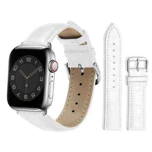 For Apple Watch 38 / 40 / 41 / S10 42mm xDfind Bamboo Texture Pin Buckle Leather Watch Band(White)