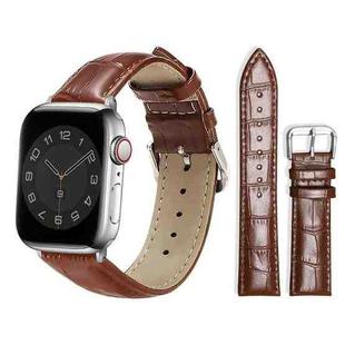 For Apple Watch 38 / 40 / 41 / S10 42mm xDfind Bamboo Texture Pin Buckle Leather Watch Band(Dark Brown)