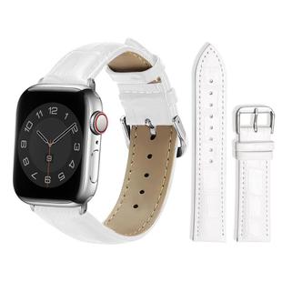 For Apple Watch 42 / 44 / 45 / 46 / 49mm xDfind Bamboo Texture Pin Buckle Leather Watch Band(White)