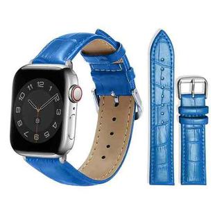 For Apple Watch 42 / 44 / 45 / 46 / 49mm xDfind Bamboo Texture Pin Buckle Leather Watch Band(Blue)