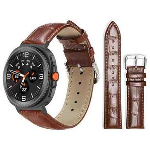 For Samsung Galaxy Watch8 22mm xDfind Bamboo Texture Pin Buckle Leather Watch Band(Dark Brown)