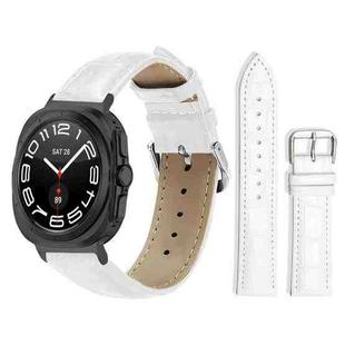 For Samsung Galaxy Watch Ultra 47mm 22mm xDfind Bamboo Texture Pin Buckle Leather Watch Band(White)