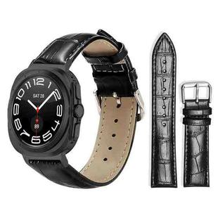 For Samsung Galaxy Watch Ultra 47mm 22mm xDfind Bamboo Texture Pin Buckle Leather Watch Band(Black)