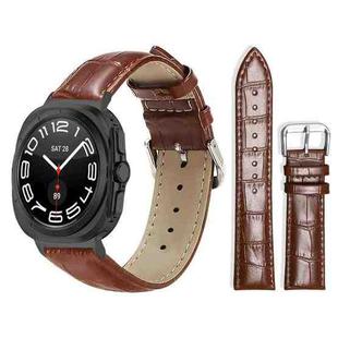 For Samsung Galaxy Watch Ultra 47mm 22mm xDfind Bamboo Texture Pin Buckle Leather Watch Band(Dark Brown)