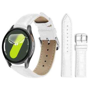 For Samsung Galaxy Watch7 / FE / 6 / 5 / 4 20mm xDfind Bamboo Texture Pin Buckle Leather Watch Band(White)