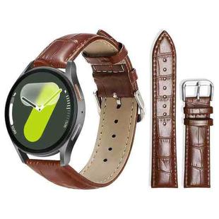 For Samsung Galaxy Watch7 / FE / 6 / 5 / 4 20mm xDfind Bamboo Texture Pin Buckle Leather Watch Band(Dark Brown)