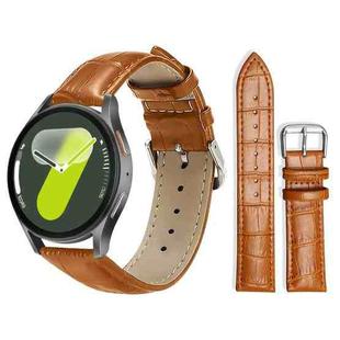 For Samsung Galaxy Watch7 / FE / 6 / 5 / 4 20mm xDfind Bamboo Texture Pin Buckle Leather Watch Band(Light Brown)