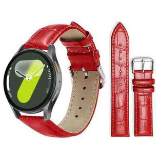 For Samsung Galaxy Watch7 / FE / 6 / 5 / 4 20mm xDfind Bamboo Texture Pin Buckle Leather Watch Band(Red)