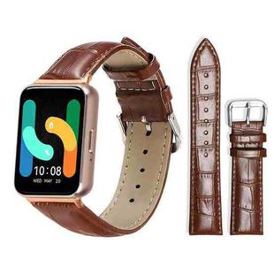For Samsung Galaxy Fit3 SM-R390 18mm xDfind Bamboo Texture Pin Buckle Leather Watch Band(Dark Brown)