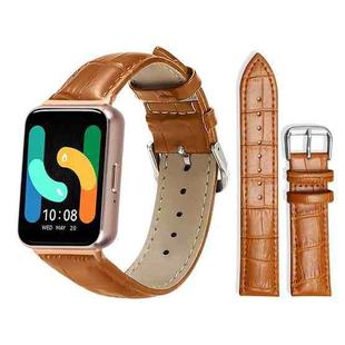 For Samsung Galaxy Fit3 SM-R390 18mm xDfind Bamboo Texture Pin Buckle Leather Watch Band(Light Brown)