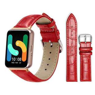 For Samsung Galaxy Fit3 SM-R390 18mm xDfind Bamboo Texture Pin Buckle Leather Watch Band(Red)
