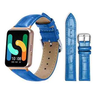 For Samsung Galaxy Fit3 SM-R390 18mm xDfind Bamboo Texture Pin Buckle Leather Watch Band(Blue)