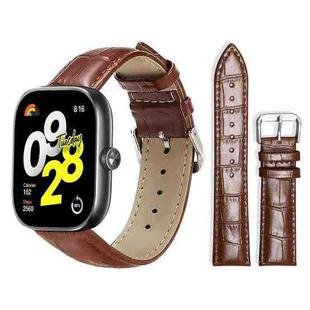 For Xiaomi Smart Band 9 Pro/Redmi Watch 5 20mm xDfind Bamboo Texture Pin Buckle Leather Watch Band(Dark Brown)