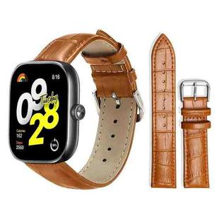 For Xiaomi Smart Band 9 Pro/Redmi Watch 5 20mm xDfind Bamboo Texture Pin Buckle Leather Watch Band(Light Brown)