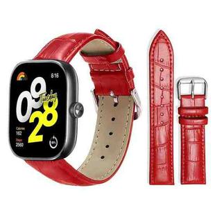 For Xiaomi Smart Band 9 Pro/Redmi Watch 5 20mm xDfind Bamboo Texture Pin Buckle Leather Watch Band(Red)
