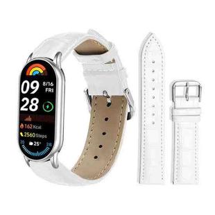 For Xiaomi Smart Band 10 / 9 / 8 / NFC 14mm xDfind Bamboo Texture Pin Buckle Leather Watch Band(White)