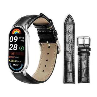 For Xiaomi Smart Band 10 / 9 / 8 / NFC 14mm xDfind Bamboo Texture Pin Buckle Leather Watch Band(Black)