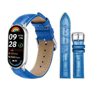 For Xiaomi Smart Band 10 / 9 / 8 / NFC 14mm xDfind Bamboo Texture Pin Buckle Leather Watch Band(Blue)