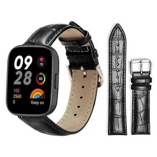 For Redmi Watch 3 20mm xDfind Bamboo Texture Pin Buckle Leather Watch Band(Black)