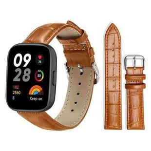 For Redmi Watch 3 20mm xDfind Bamboo Texture Pin Buckle Leather Watch Band(Light Brown)
