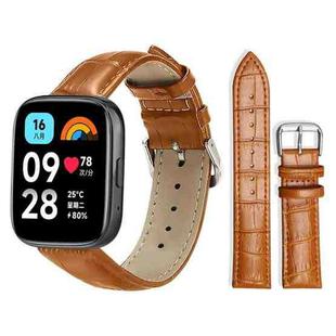 For Redmi Watch 3 Active / Lite 20mm xDfind Bamboo Texture Pin Buckle Leather Watch Band(Light Brown)