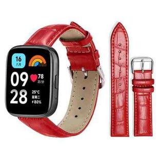 For Redmi Watch 3 Active / Lite 20mm xDfind Bamboo Texture Pin Buckle Leather Watch Band(Red)