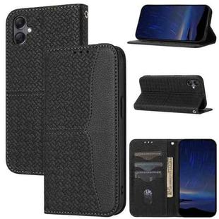 For Samsung Galaxy A07 4G / A06 4G Woven Texture Stitching Magnetic Leather Phone Case(Black)