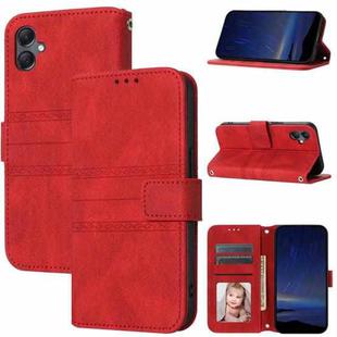 For Samsung Galaxy A07 4G / A06 4G Embossed Stripes Skin Feel Leather Phone Case(Red)