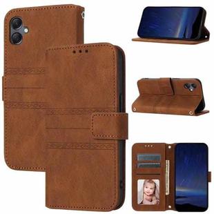 For Samsung Galaxy A07 4G / A06 4G Embossed Stripes Skin Feel Leather Phone Case(Brown)